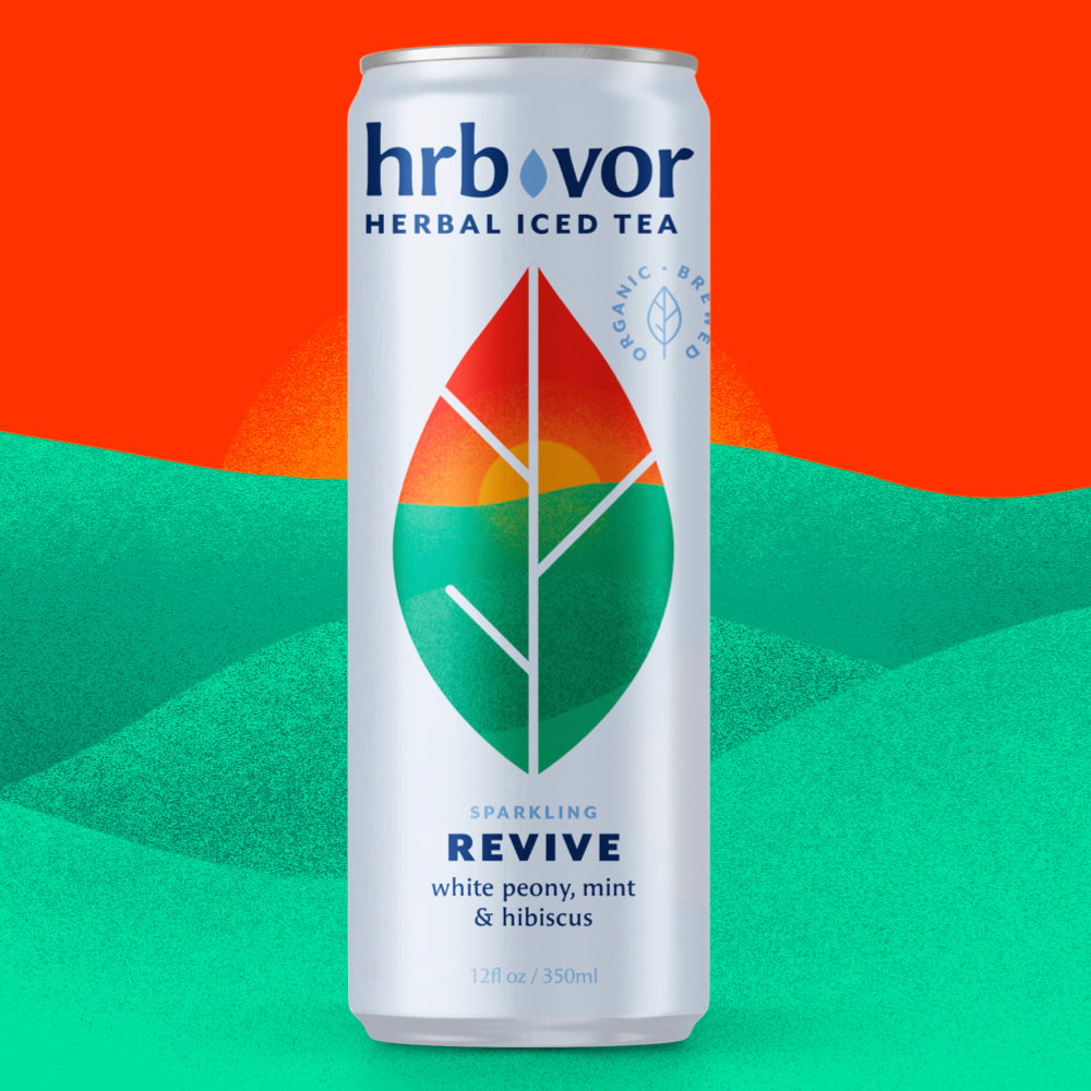 REVIVE | Sparkling Herbal Iced Tea | White Peony, Mint & Hibiscus | 12oz | Case of 4